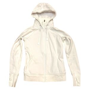 Athleta Triumph Full Zip Hooded Sweatshirt in White Women's Size Small Petite